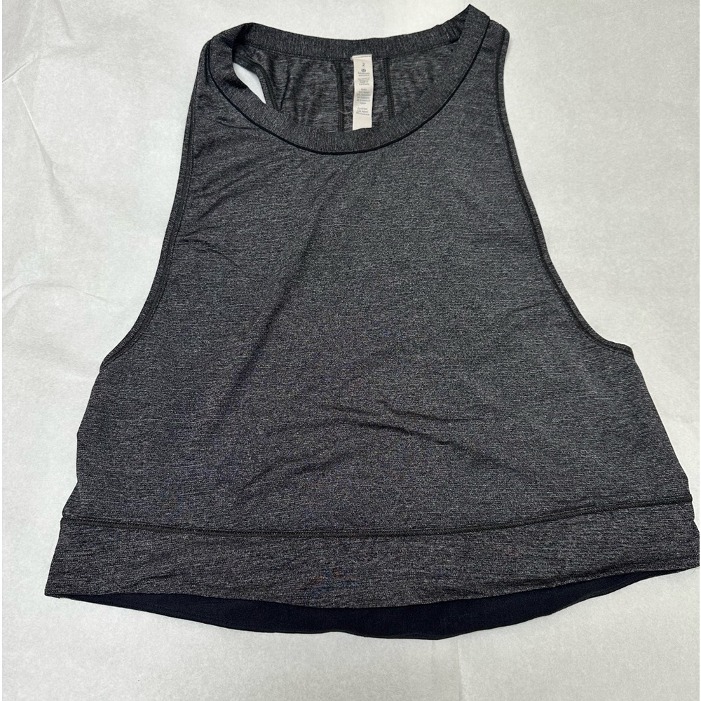 Lululemon Pace Perfect Tank Heathered Gray black - Picture 5 of 5
